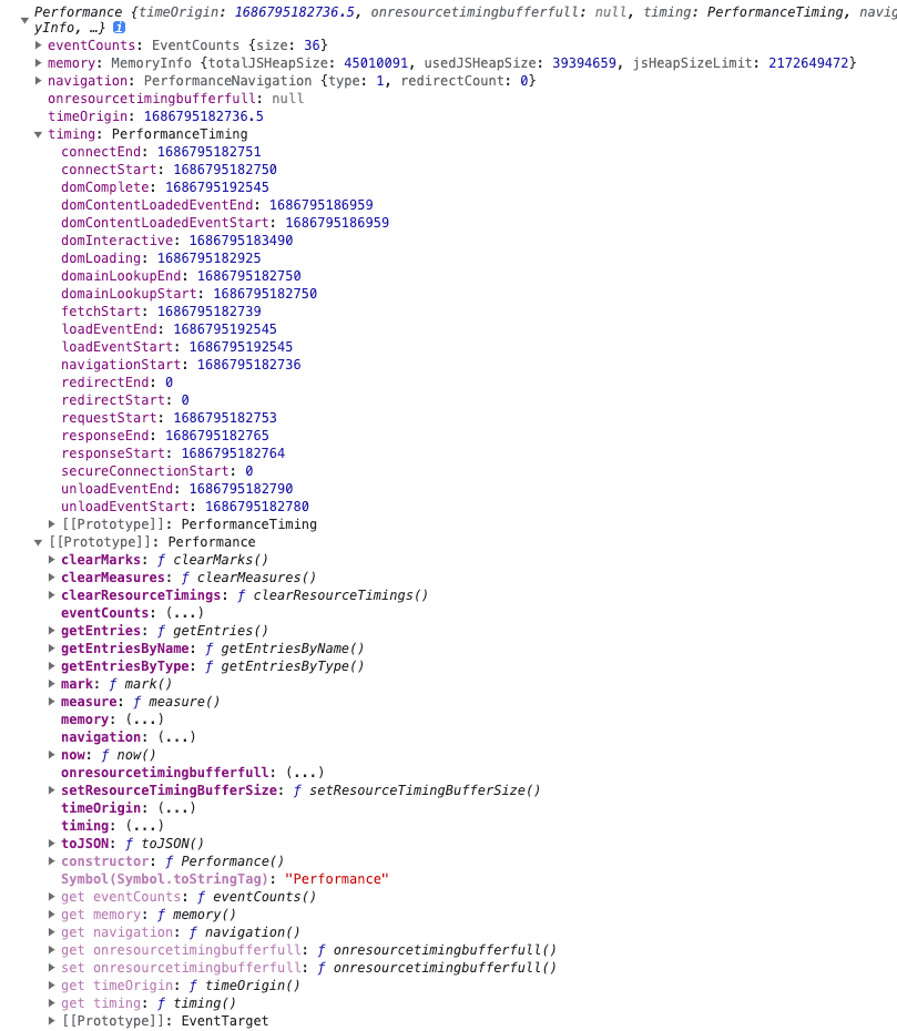 window.performance window.performance